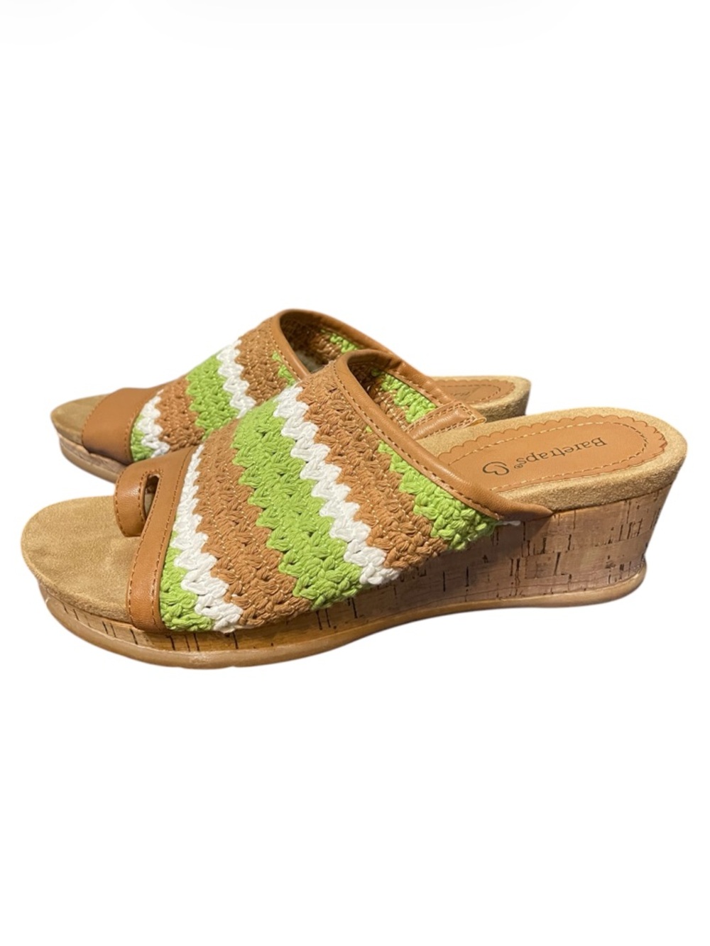 Women's BareTraps Crochet Cork Wedges Sandals Size 7.5